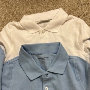 Amazon Essentials Kids Polo Shirt - White and Light Blue 2 items